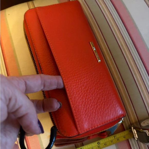STUNNING Rebecca Minkoff Orange Studded Wallet/Clutch - like new. - Picture 3 of 4